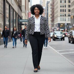 Roz & Ali Woman's XL Black and White Crop Length Semi- Formal Blazer